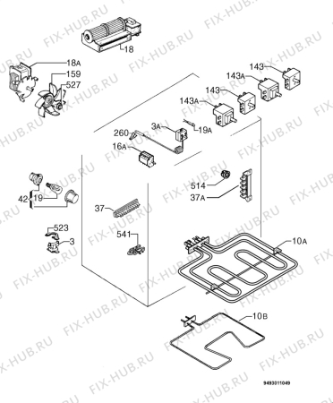 Взрыв-схема плиты (духовки) Zanussi ZOU651X - Схема узла Electrical equipment 268